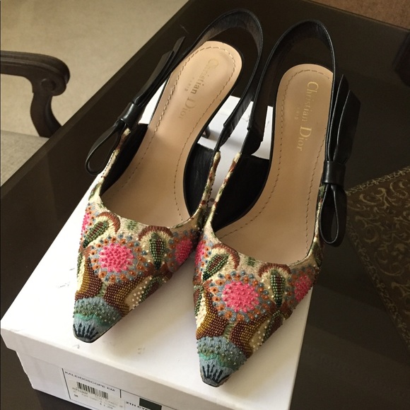 Dior Shoes - Dior Beaded Slingbacks Sweet D 38